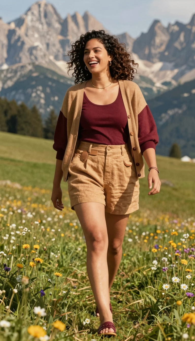 Dolomites Meadow Burgundy Camel Joy