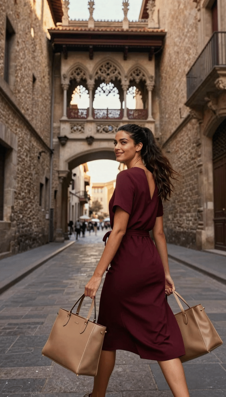 Barcelona Gothic Burgundy Stride